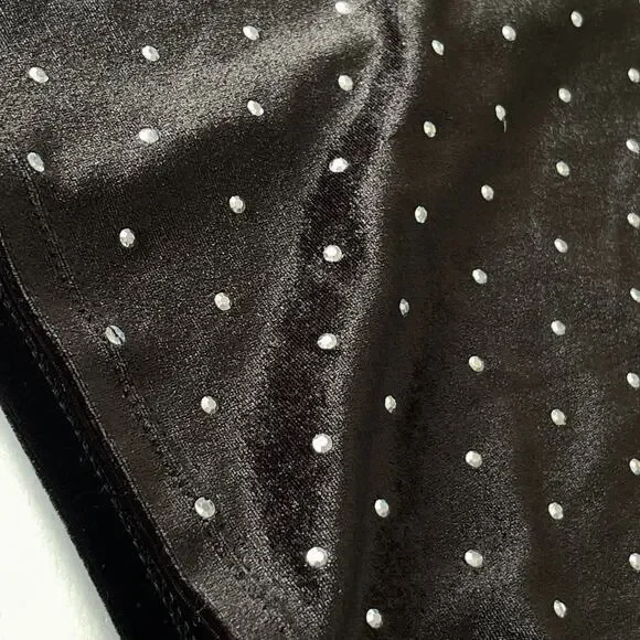 H&M NEW Women's Silver Studded Spaghetti Strap Velvet Dress Sz XL Black, Silver - Picture 5 of 7